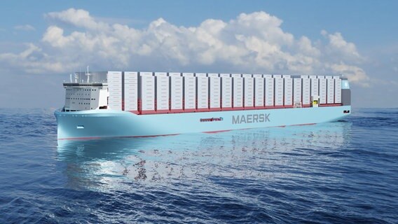 Eine Visualisierung eines Containerschiffs der dänischen Reederei Maersk. © Maersk 